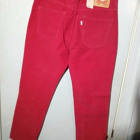 Mens Levi's 511 Red Corduroy Pants Size 34x34 - Picture 4 of 7